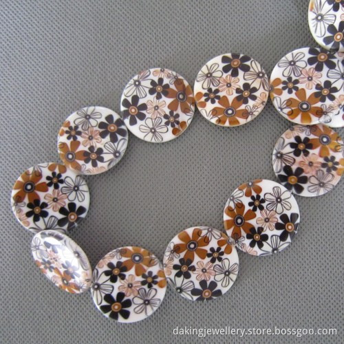 Brown Flower Shell Beads, Disc Shell Beads, Shell Pearl (SHB2008)